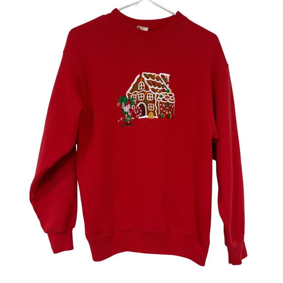Peanut Butter & Jelly Vintage Red Christmas Sweater Grandma Gingerbread Medium - Picture 1 of 6